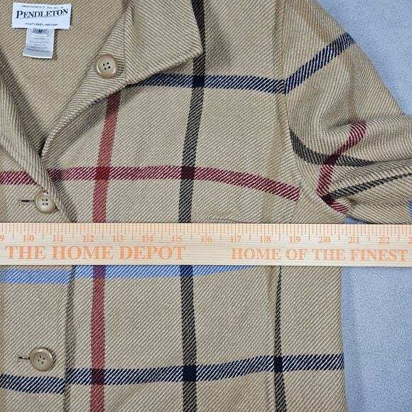 Pendleton Jacket Womens Medium The Check Wool Jacket Tan Plaid Reversible Classy - Picture 10 of 12